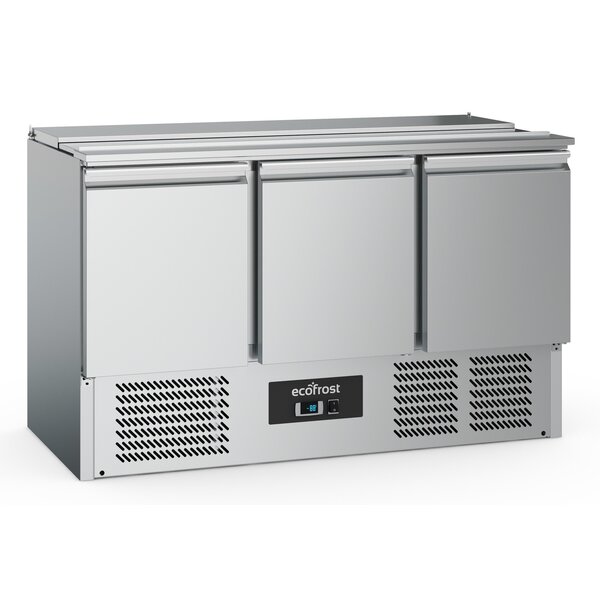 Saladette | OUTLETMODEL | 368L | 3 Deuren (1/1 GN) | Boven 4x 1/1 GN | +2°C/+8°C | Statisch + Ventilator | Klapdeksel + Snijblad | 1365x700x876(h)mm