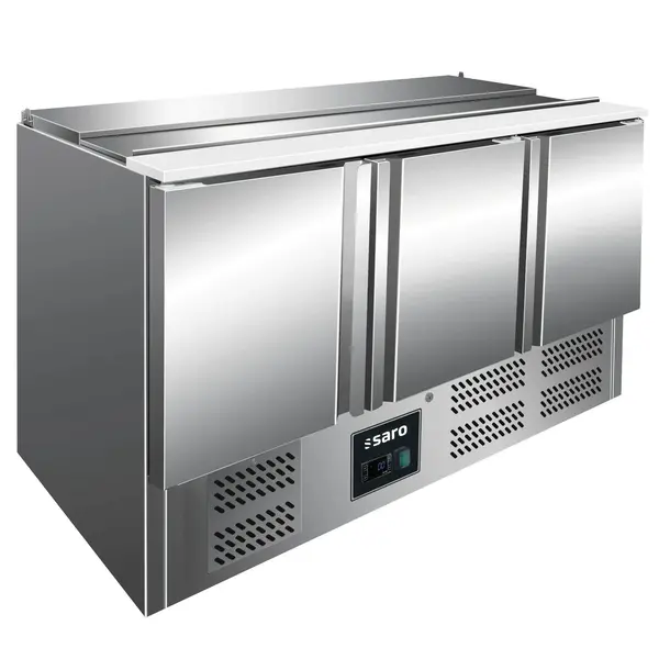 Saladette | 368L | 3 Deuren (1/1 GN) | Boven 4x 1/1 GN | +2°C/+8°C | Geforceerd | Schuif-/Klapdeksel + Snijblad | 1368x700x880(h)mm