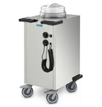 HUPFER Bordendispenser | RVS | ≤70°C | Statisch | 61 Borden Ø180-330mm | 0.9kW (230V) | Wielen (Geremd) | 710x530x1072(h)mm