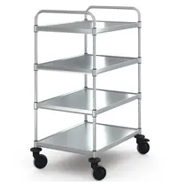 HUPFER Serveerwagen | VARIOCART | RVS | 4 Niveaus (EN800x600) | Wielen (Geremd) | 940x685x1381(h)mm