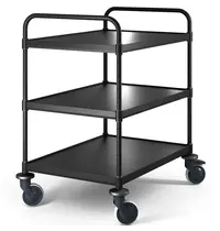 HUPFER Serveerwagen | VARIOCART | RVS (Zwart) | 3 Niveaus (EN800x600) | Wielen (Geremd) | 940x685x1048(h)mm