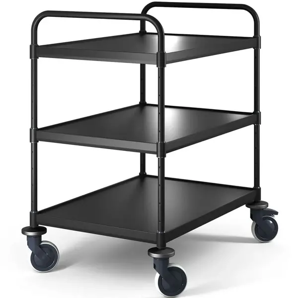 Serveerwagen | VARIOCART | RVS (Zwart) | 3 Niveaus (EN800x600) | Wielen (Geremd) | 940x685x1048(h)mm