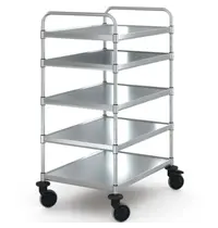 HUPFER Serveerwagen | VARIOCART | RVS | 5 Niveaus (EN800x600) | Wielen (Geremd) | 940x685x1381(h)mm