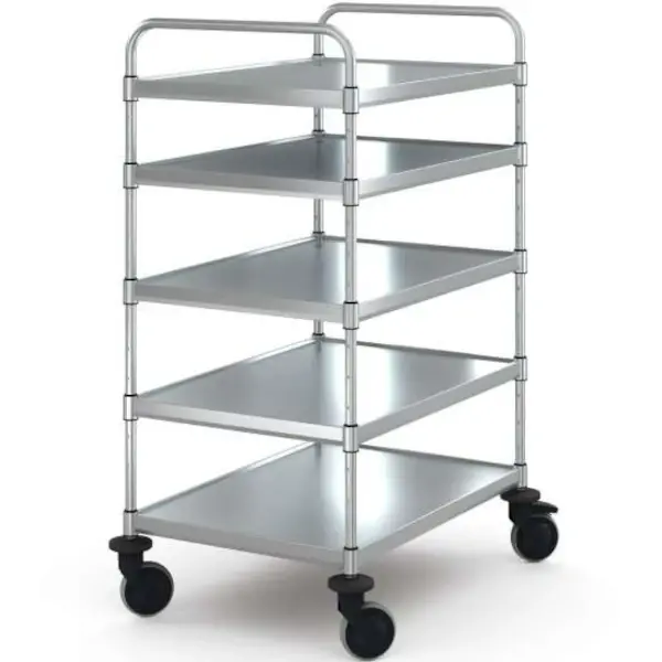 Serveerwagen | VARIOCART | RVS | 5 Niveaus (EN800x600) | Wielen (Geremd) | 940x685x1381(h)mm