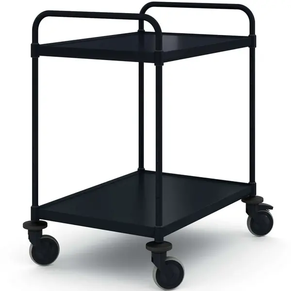 Serveerwagen | VARIOCART | RVS (Zwart) | 2 Niveaus (EN800x600) | Wielen (Geremd) | 940x685x1048(h)mm