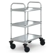 HUPFER Serveerwagen | VARIOCART | RVS | 3 Niveaus (EN600x400) | Wielen (Geremd) | 740x485x1048(h)mm