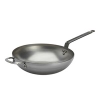 De Buyer Wokpan | MINERAL B | Plaatstaal | Div. Warmtebronnen | Platte Bodem | Ø323x92(h)mm 