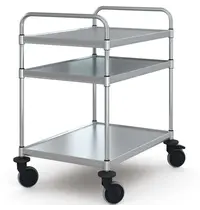 HUPFER Serveerwagen | VARIOCART | RVS | 3 Niveaus (EN800x600) | Wielen (Geremd) | 940x685x1048(h)mm