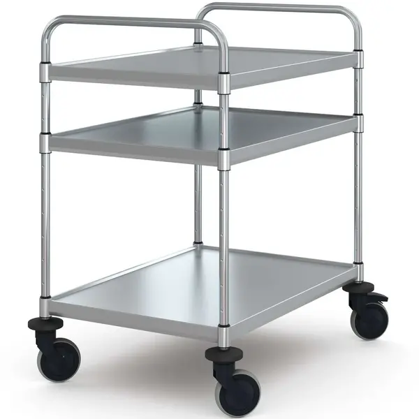 Serveerwagen | VARIOCART | RVS | 3 Niveaus (EN800x600) | Wielen (Geremd) | 940x685x1048(h)mm