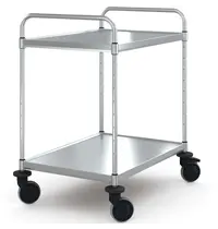 HUPFER Serveerwagen | VARIOCART | RVS | 2 Niveaus (EN800x600) | Wielen (Geremd) | 940x685x1048(h)mm