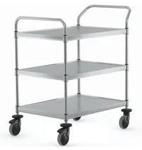 HUPFER Serveerwagen | VARIOCART | RVS | 3 Niveaus (EN800x600) | Zware Belasting (300kg) | Wielen (Geremd) | 1021x685x1105(h)mm