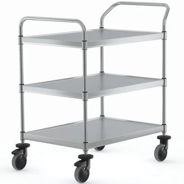 Serveerwagen | VARIOCART | RVS | 3 Niveaus (EN800x600) | Zware Belasting (300kg) | Wielen (Geremd) | 1021x685x1105(h)mm