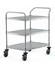 HUPFER Serveerwagen | VARIOCART | RVS | 3 Niveaus (EN800x600) | Zware Belasting (300kg) | Wielen (Geremd) | 1021x685x1105(h)mm 