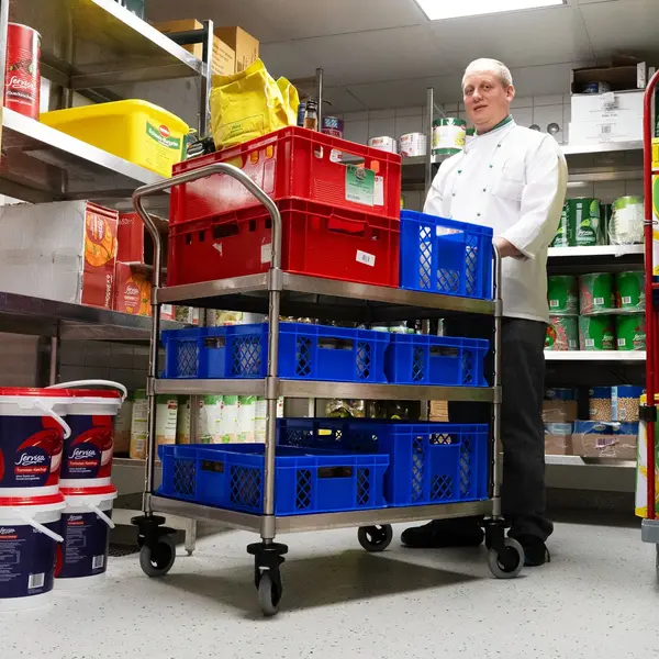 Serveerwagen | VARIOCART | RVS | 3 Niveaus (EN800x600) | Zware Belasting (300kg) | Wielen (Geremd) | 1021x685x1105(h)mm