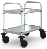 HUPFER Serveerwagen | VARIOCART | RVS | 2 Niveaus (EN600x400) | Wielen (Geremd) | 740x485x715(h)mm