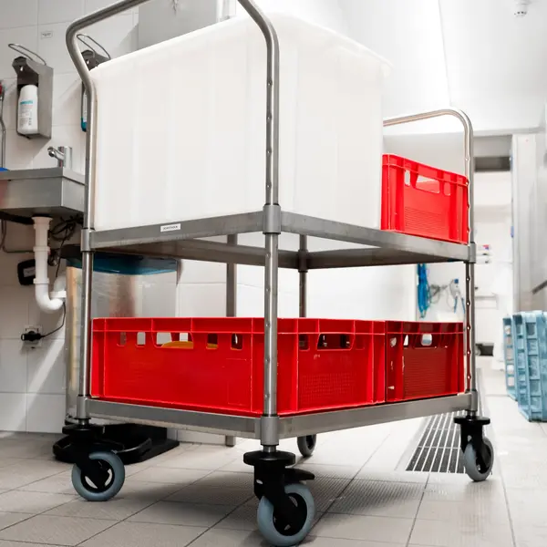 Serveerwagen | VARIOCART | RVS | 2 Niveaus (EN800x600) | Wielen (Geremd) | 1021x685x1105(h)mm