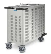 HUPFER Bordenstapelaar | RVS | Onverwarmd | 144 Borden Ø190-260mm | Wielen (Geremd) | 930x460x960(h)mm