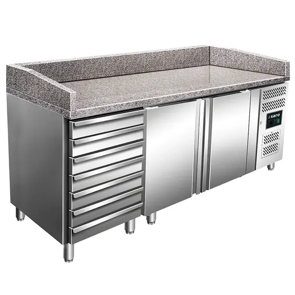 Pizzawerkbank | Energiezuinig | 428L | 2 Deuren + 7 Deegladen (EN600x400) | +2°C/+8°C | Geforceerd | 2025x800x910/1060(h)mm