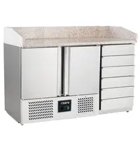 Saro Pizzawerkbank | Energiezuinig | 257L | 2 Deuren (1/1 GN) + 6 Deegladen | +2°C/+8°C | Geforceerd | 1420x700x880/1020(h)mm 