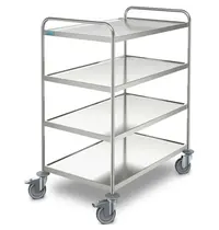 HUPFER Serveerwagen | RVS | 4 Niveaus (1000x600) | Zware Belasting (150kg) |Wielen (Geremd) | 1095x695x1265(h)mm
