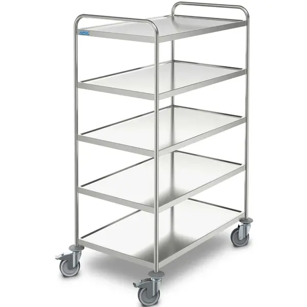 Serveerwagen | RVS | 5 Niveaus (800x500) | Zware Belasting (150kg) | Wielen (Geremd) | 895x595x1575(h)mm