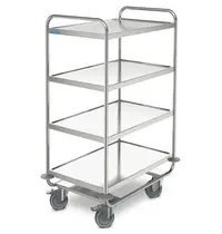 HUPFER Serveerwagen | RVS | 4 Niveaus (1000x600) | Zware Belasting (200kg) | Wielen (Geremd) | 1095x695x1330(h)mm