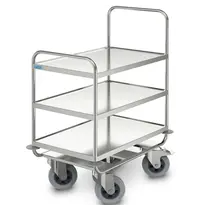 HUPFER Serveerwagen | RVS | 3 Niveaus (1000x600) | Zware Belasting (180kg) | Wielen (Geremd) | 1095x695x1240(h)mm