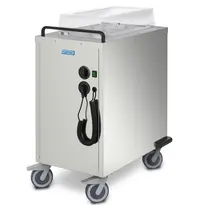 HUPFER Serviesdispenser | RVS | ≤100°C | Geforceerd | 615 Serviesstukken Ø80-280mm | 1.5kW (230V) | Wielen (Geremd) | 751x510x1023(h)mm