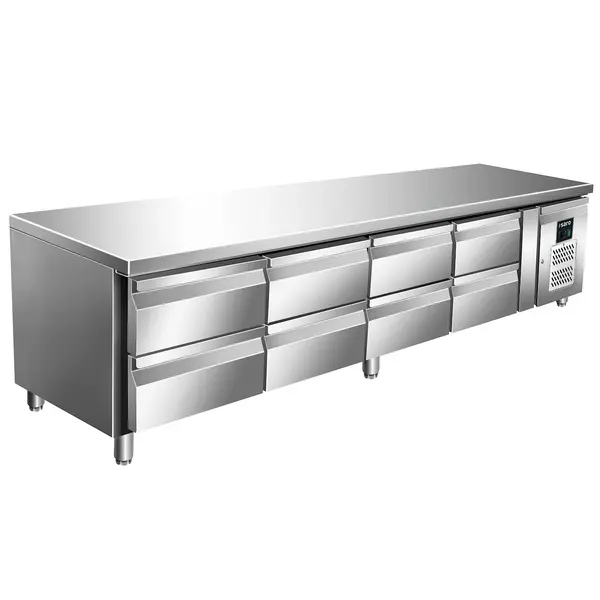 Koelwerkbank | Laag Model | 314L | 8 Laden (1/1 GN) | -2°C/+8°C | Geforceerd | 2230x700x700(h)mm