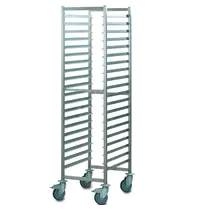 HUPFER Regaalwagen | RVS | 20 Etages (EN600x400) | Wielen (Geremd) | 691x528x1818(h)mm