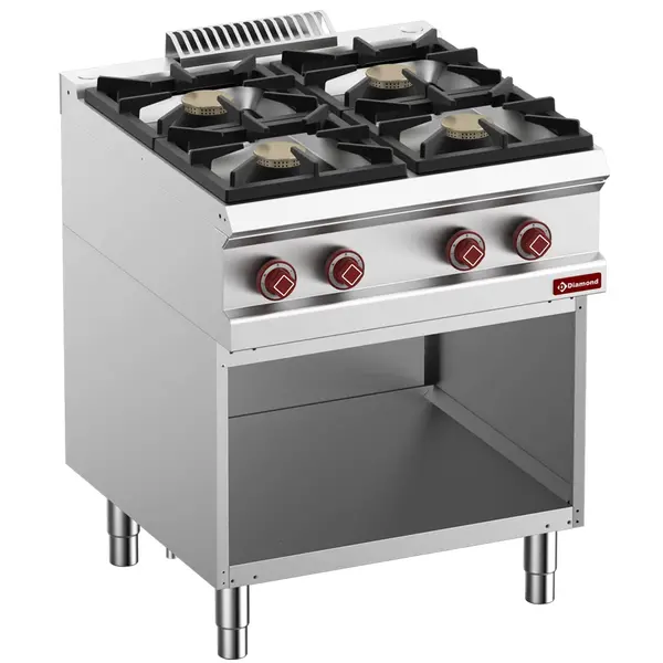 Fornuis | OPTIMA 700 | Gas | 4 Branders (4x 7kW) | Waakvlam | Open Onderkast | 700x700x850/920(h)mm