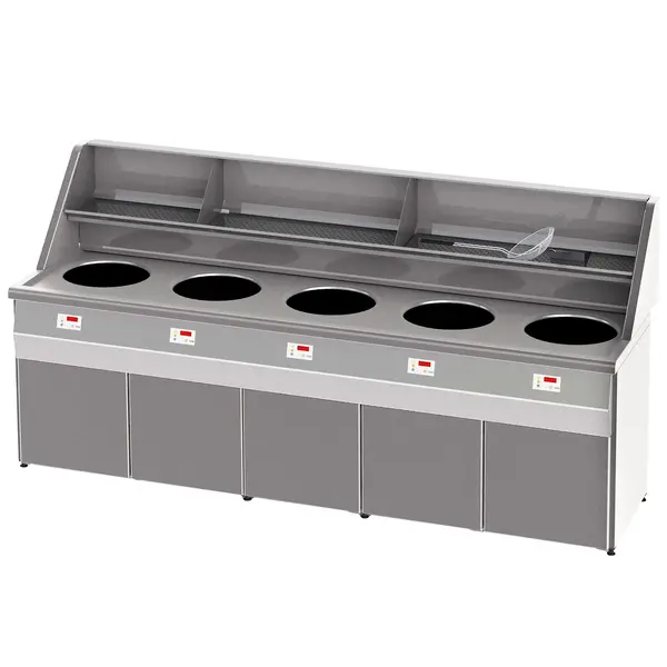 Friteuse | SANTANA | Aard-/Propaangas | 18+18+18+18+18L | 90kW | Elektrische Ontsteking (230V) | Aftapkranen | 2740x1036x870/1407(h)mm