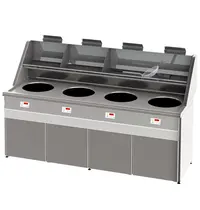 SOFINOR Friteuse | SANTANA | Aard-/Propaangas | 18+18+18+18L | 72kW | Elektrische Ontsteking (230V) | Aftapkranen | Interne Afzuiging | 2200x1036x870/1346(h)mm