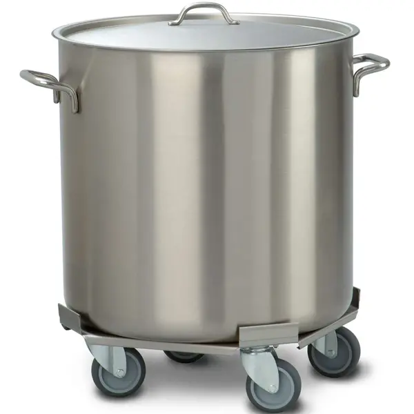 Afvalbak | RVS | 50L | Los Deksel | Wielen | Ø505x501(h)mm
