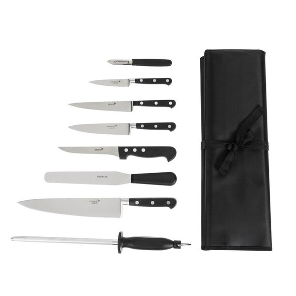 Messenset | RVS | Zwart | 8 Stuks | Incl. Foudraal