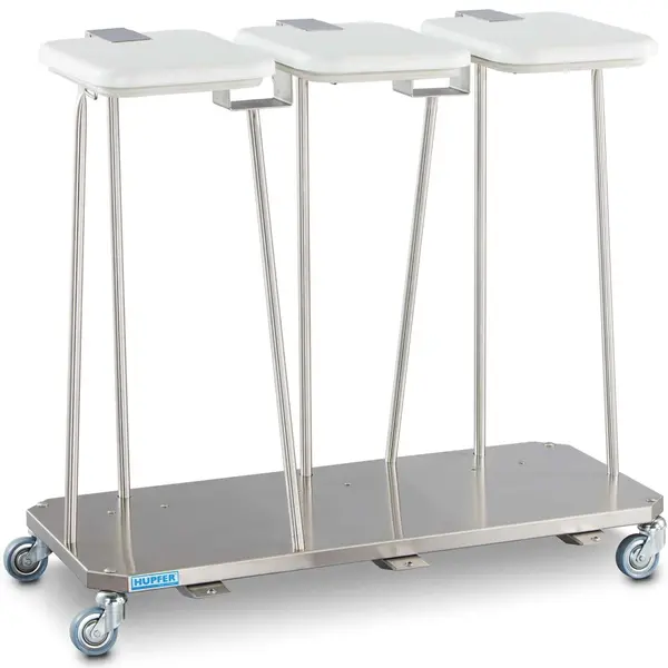 Afvalzakhouder | RVS | Klapdeksel | Wielen (Geremd) | 1010x496x913(h)mm