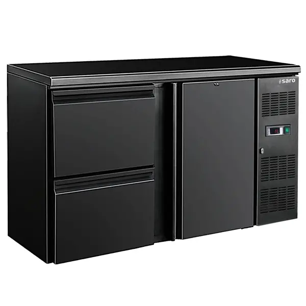 Barkoelkast | BC-SERIE | 350L | Zwart | +2°C/+8°C | Geforceerd | 1 Draaideur + 2 Laden | 1462x513x860(h)mm