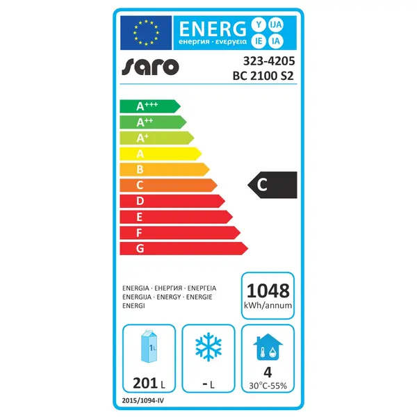 Barkoelkast | BC-SERIE | 350L | Zwart | +2°C/+8°C | Geforceerd | 1 Draaideur + 2 Laden | 1462x513x860(h)mm