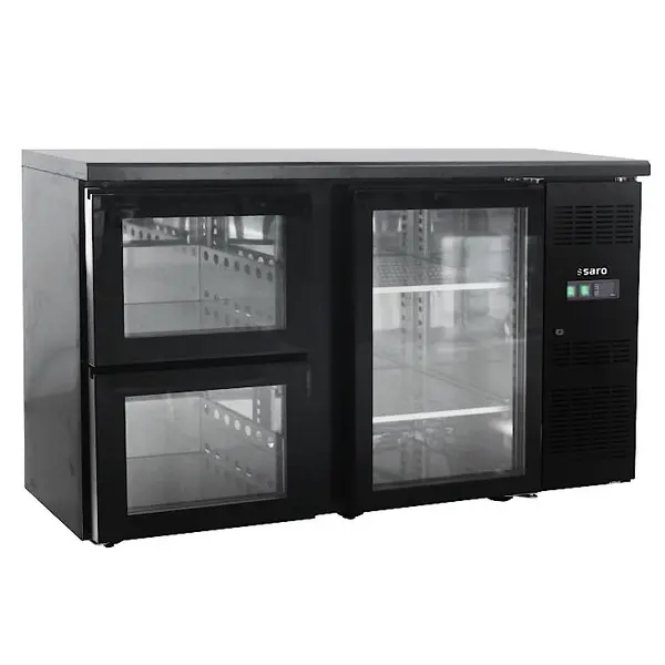 Barkoelkast | BC-SERIE | 350L | Zwart | +2°C/+8°C | Geforceerd | 1 Draaideur + 2 Laden | 1462x513x860(h)mm