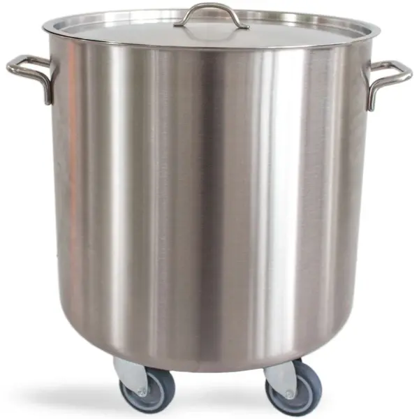 Afvalbak | RVS | 50L | Los Deksel | Wielen | Ø505x557(h)mm