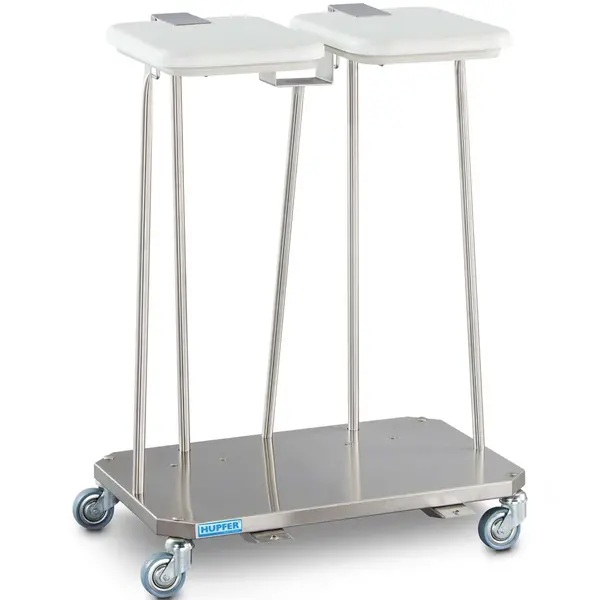 Afvalzakhouder | RVS | Klapdeksel | Wielen (Geremd) | 680x496x913(h)mm