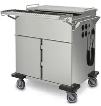 HUPFER Bain-Marie Wagen | Elektrisch | 2x 1/1 GN | ≤90°C | 2.3kW (230V) | Klapdeksels | Aftapkraan | 945x729x1043(h)mm