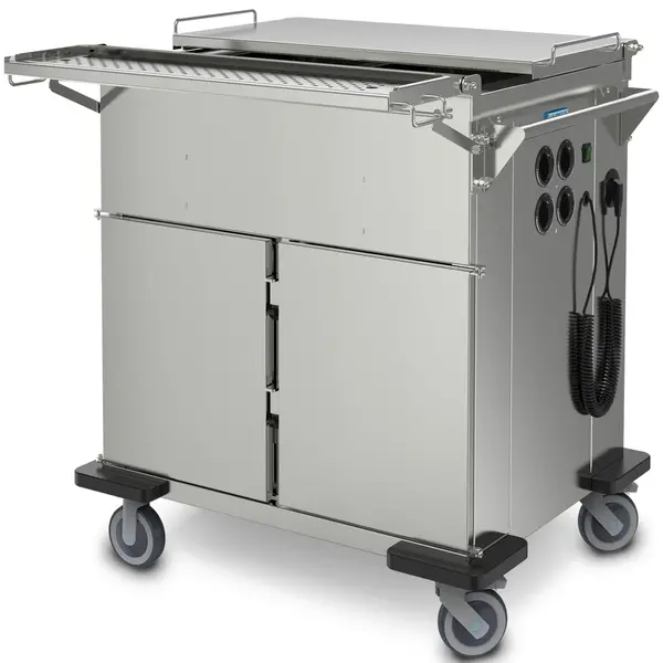 Bain-Marie Wagen | Elektrisch | 2x 1/1 GN | ≤90°C | 2.3kW (230V) | Klapdeksels | Aftapkraan | 945x729x1043(h)mm