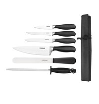 Vogue Messenset | RVS | Zwart | 6 Stuks | Incl. Foudraal