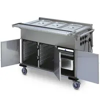 HUPFER Bain-Marie Wagen | Elektrisch | 3x 1/1 GN | ≤90°C | 3.45kW (230V) | Klapdeksels | Aftapkraan | 1315x729x1043(h)mm