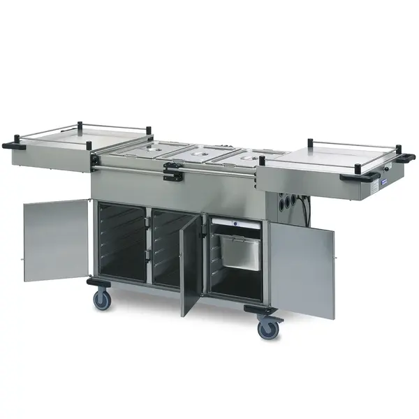 Bain-Marie Wagen | Elektrisch | 3x 1/1 GN | ≤90°C | 3.45kW (230V) | Schuifdeksels | Aftapkraan | 1393x795x1061(h)mm