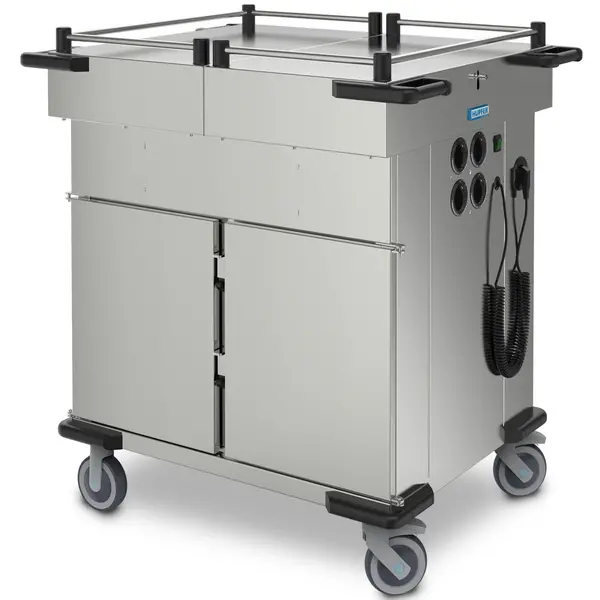 Bain-Marie Wagen | Elektrisch | 2x 1/1 GN | ≤90°C | 2.3kW (230V) | Schuifdeksels | Aftapkraan | 1000x795x1061(h)mm