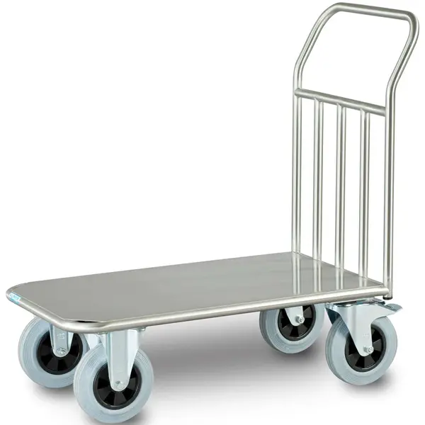 Platformwagen | RVS | Max. 500kg | Wielen (Geremd) + Duwbeugel | 700x1123x944(h)mm
