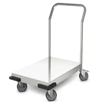 HUPFER Platformwagen | RVS | Max. 120kg | Wielen (Geremd) + Duwbeugel | 605x983x1020(h)mm