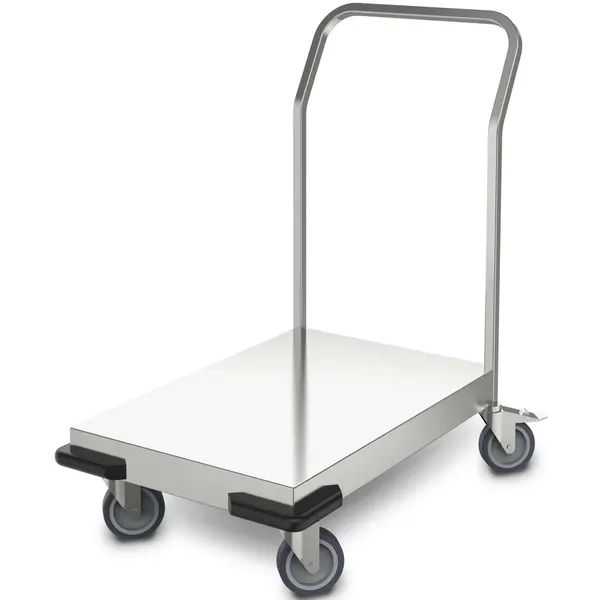 Platformwagen | RVS | Max. 120kg | Wielen (Geremd) + Duwbeugel | 605x983x1020(h)mm